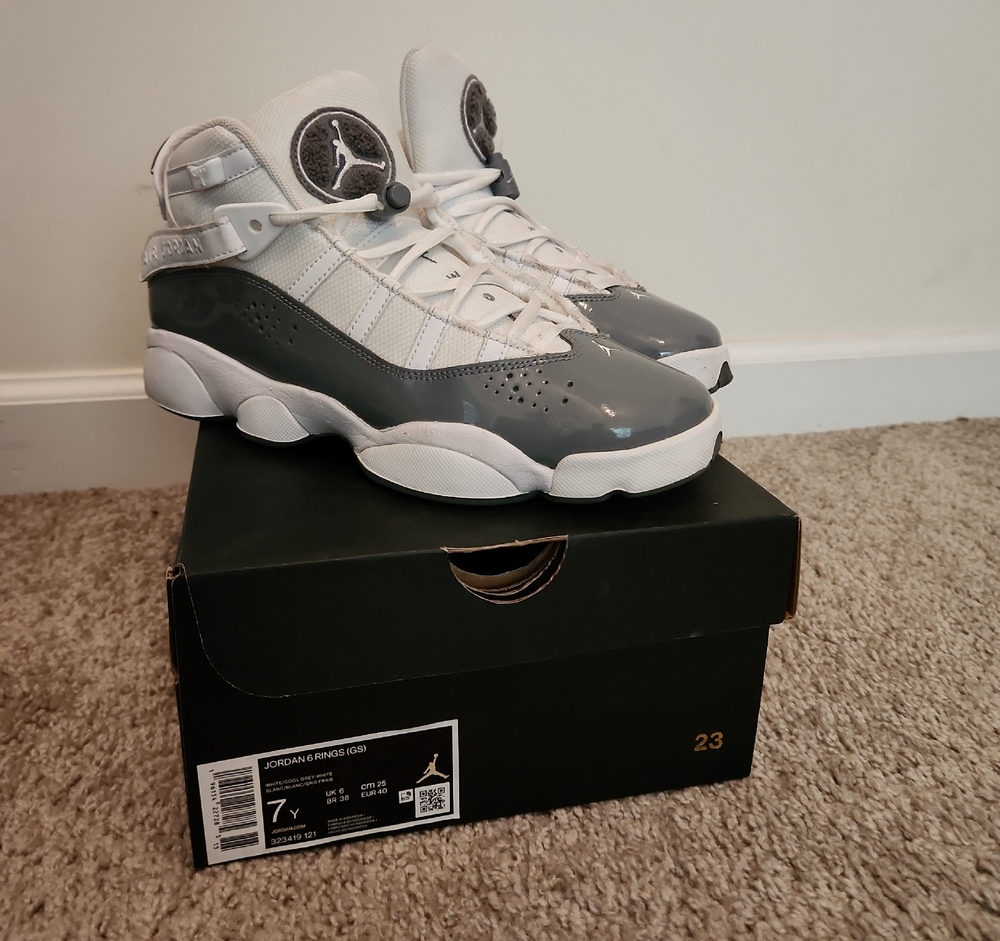 👟 Jordan 6 Rings White/Cool Grey – Big Kids Size 7Y – AUTHENTIC